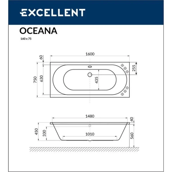 Акриловая ванна Excellent Oceana 160х75 WAEX.OCE16.SOFT.BR бронза, белый