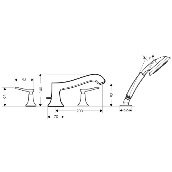 Смеситель для ванны hansgrohe Metris classic 31314000