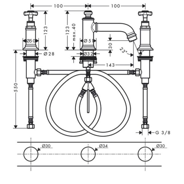 Смеситель для раковины Axor Montreux 16536820 шлифованный никель