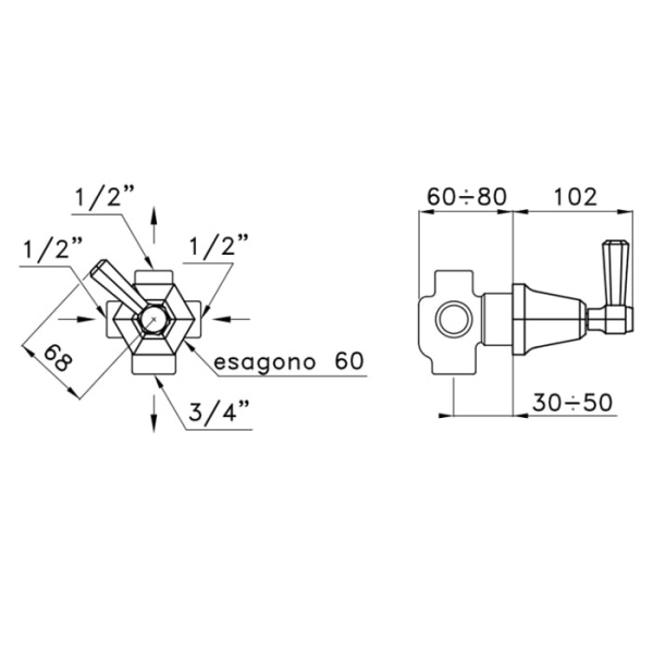 Переключатель для ванны Stella Eccelsa EC 01200 AU00 золото