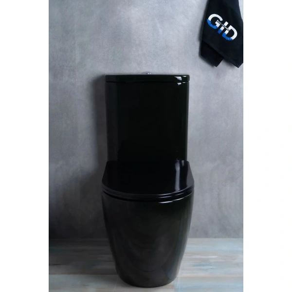 Унитаз-компакт GID Tr2177BL безободковый, с сиденьем, черный глянец
