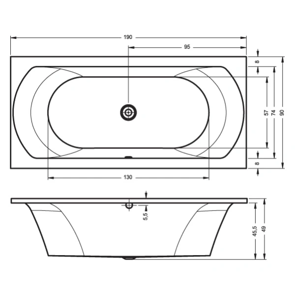 Акриловая ванна 190x90 см Riho Lima B053001005