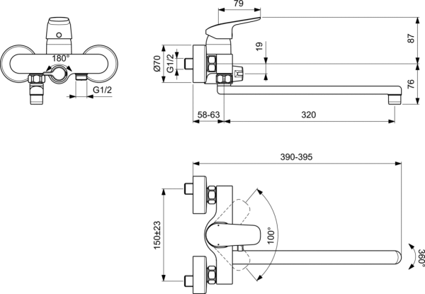 Смеситель для ванны и душа Ideal Standard Ceraflex B1741AA
