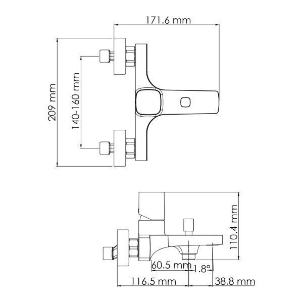 Смеситель для ванны WasserKRAFT Naab 8600 8601