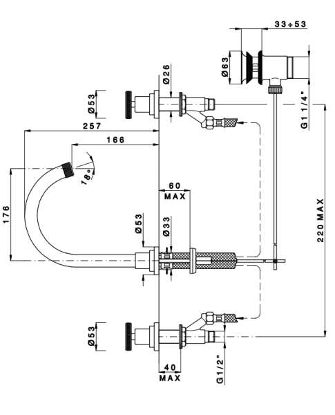 Смеситель для раковины Nicolazzi Arena 3308CR44