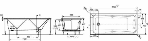 Акриловая ванна Jacob Delafon Odeon Up 170х75 E6D023-00