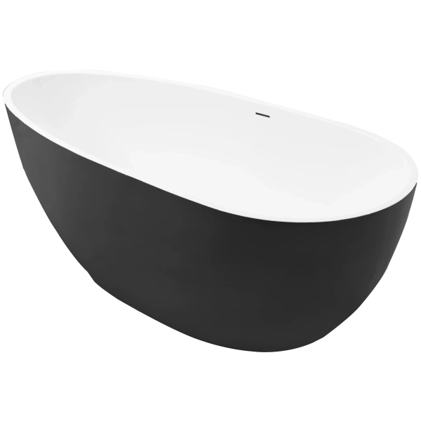 Акриловая ванна Grossman Fly GR-1103MB 160x80 см, отдельностоящая, черный матовый/белый