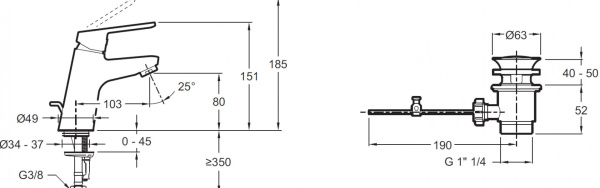 Смеситель для раковины Jacob Delafon Aime E29869-BL черный