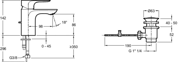Смеситель для раковины Jacob Delafon Aleo E72275-4-CP