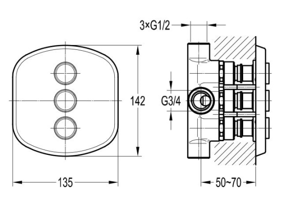 Смеситель для ванны и душа Cezares Globo GLOBO-F-DEV3-B-01 Хром