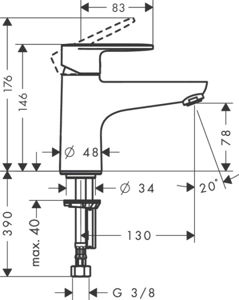 Смеситель для ванны hansgrohe Vernis Blend 71443000 Monotrou хром