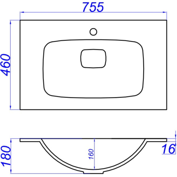 Раковина Aqwella Malaga 75 Mal.75.04.D
