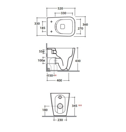 Подвесной унитаз Globo Stone ST004BI белый