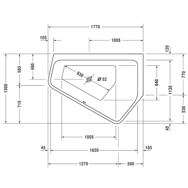 Акриловая ванна 177x130 см R Duravit Paiova 5 700395000000000