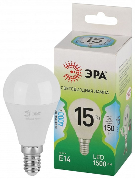 Лампа светодиодная Эра Green Line E14 15Вт 4000K LED P45-15W-840-E14 GL