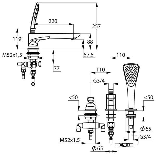 Смеситель для ванны Kludi Balance 524470575