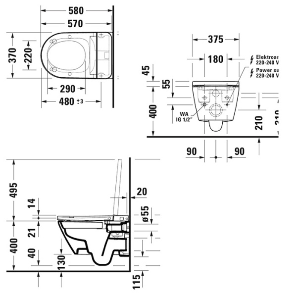 Подвесной унитаз Duravit D-Neo 2502092096