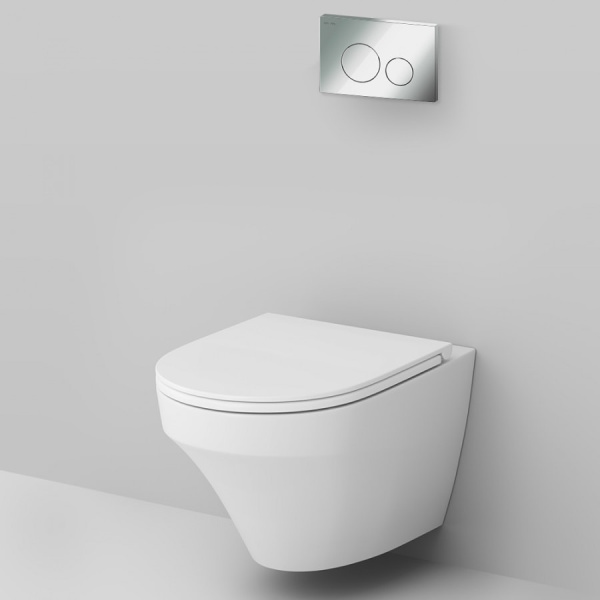Комплект унитаз AM.PM Inspire FlashClean IS49051.501700 с инсталляцией + клавиша глянцевый хром + сиденье