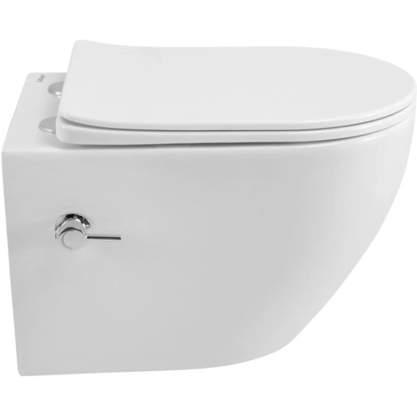 Унитаз подвесной BelBagno Marino BB7026CH-TOR-BS/SC безободковый, с функцией биде, торнадо, с сиденьем микролифт, белый