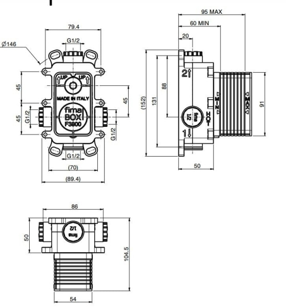 Внутренняя часть смесителя для ванны и душа FIMA Carlo Frattini FimaBox F3800