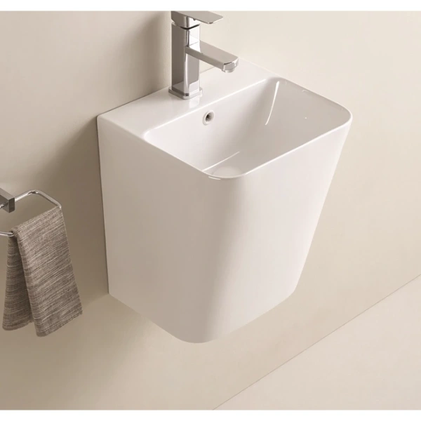 Раковина CeramaLux 500Q 38x34 см, подвесная, белый