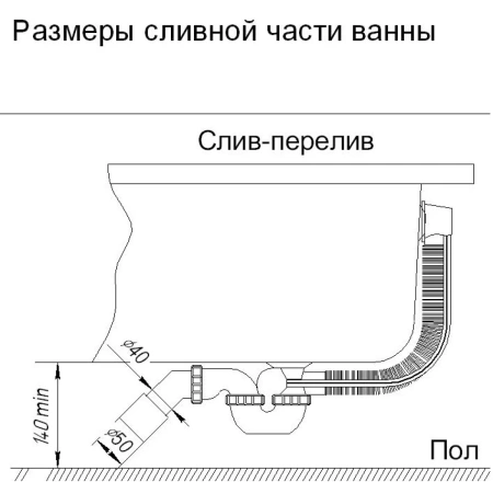 Акриловая ванна Aquatek Альфа ALF140-0000057 140x70 см, белый