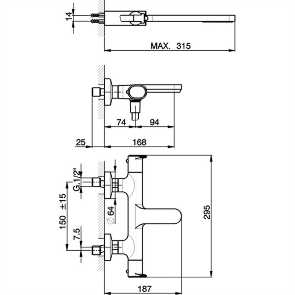 Смеситель для ванны Cisal LineaViva LVD2101021