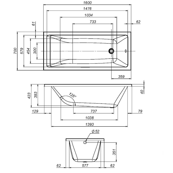 Каркас для ванны 160х70 AM.PM Gem W93A-160-070W-R серый