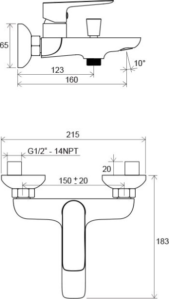 Смеситель для ванны Ravak Classic CL 022.00/150 X070083