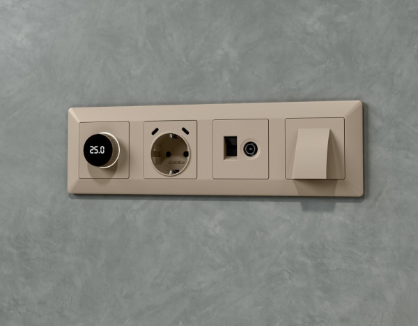 Накладка для ТВ-розетки и RJ-11 или RJ-45 Ambrella Volt ALFA AP3725