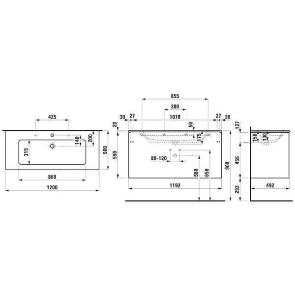 Тумба с раковиной Laufen Pro 120 8.6496.3.261.104.1 белый