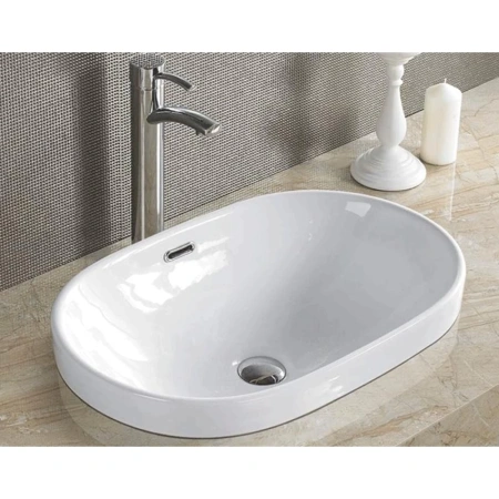 Раковина CeramaLux 5006C 60x39 см, встраиваемая сверху, белый