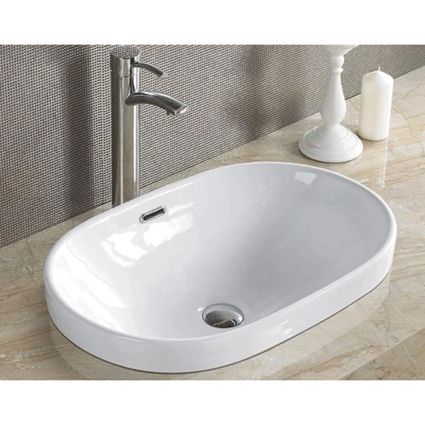 Раковина CeramaLux 5006C 60x39 см, встраиваемая сверху, белый