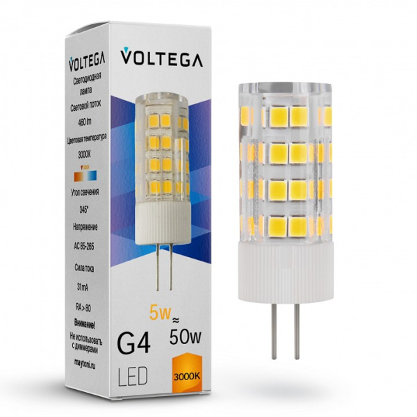 Лампа светодиодная Voltega Capsule G4 G4 5Вт 3000K 7183