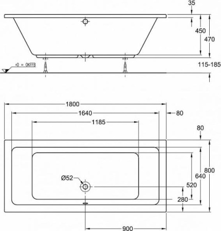 Акриловая ванна Geberit Tawa 180x80 650480000, белый