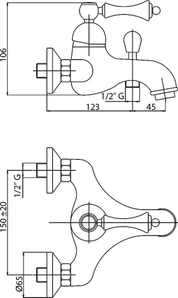 Смеситель для ванны Cezares Margot MARGOT-VM-01-Bi