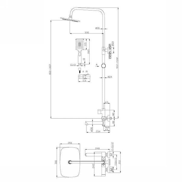 Душевая стойка BelBagno Acqua ACQUA-VSCM-CRM