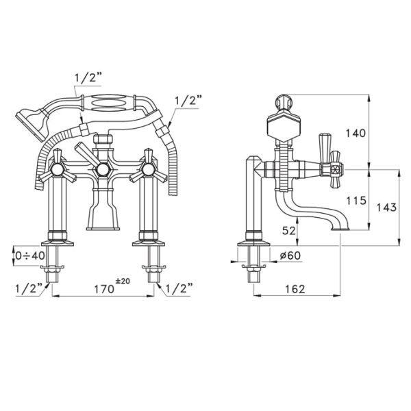 Смеситель для ванны Stella Eccelsa EC 02210 AU00 золото