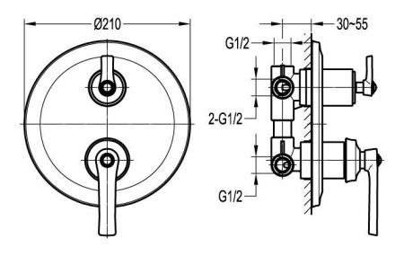 Смеситель для душа Cezares LIBERTY LIBERTY-F-VDIM3-01