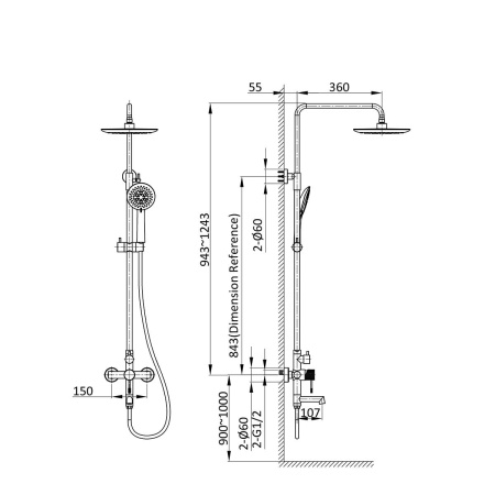 Душевая стойка Vincea Desire VSFS-1D1MB