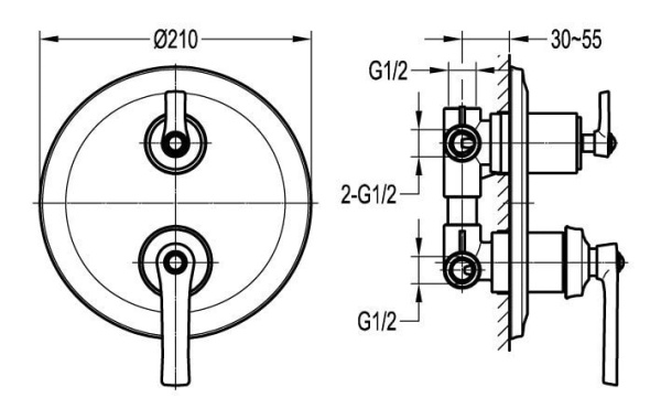 Смеситель для душа Cezares LIBERTY LIBERTY-F-VDIM3-01
