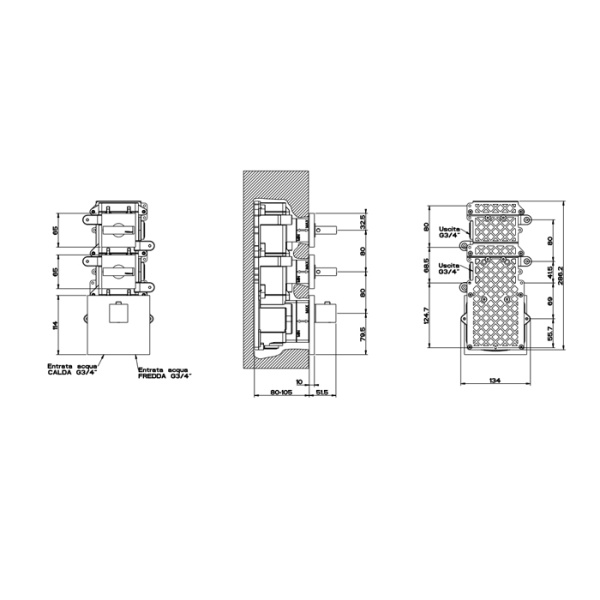 Смеситель для душа Gessi Rettangolo 43214#299 черный матовый