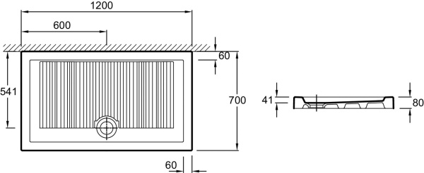 Душевой поддон 120x70 Jacob Delafon Kyreo EN113-00 слив 90 мм белый