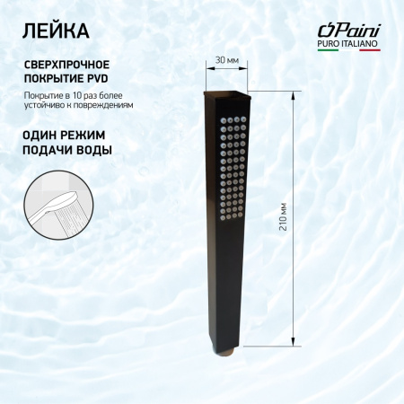 Душевая лейка Paini 53PZ155QQ брашированный черный