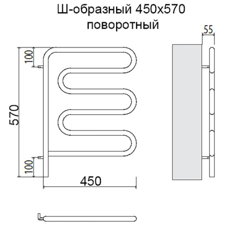 Полотенцесушитель электрический Terminus Ш-образный поворот 450х570 4620768883958
