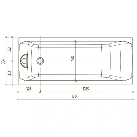 Акриловая ванна 170,4x70,4 см Eurolux Qwatry E1017070030