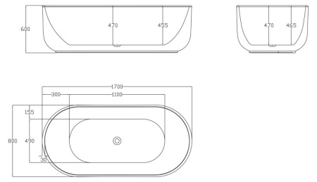 Акриловая ванна BelBagno 170x80 BB401-1700-800