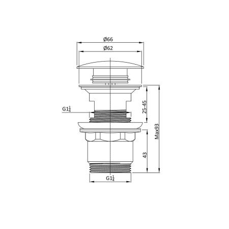 Донный клапан Vincea DPU-1B01CH с переливом
