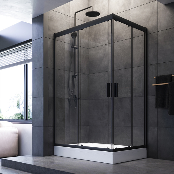 Душевой уголок AM.PM Gem W90G-404-120280-BT стекло прозрачное профиль черный матовый