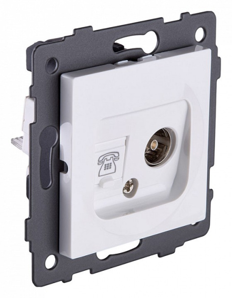 Розетка двойная RJ-11 и Ethernet RJ-45, без рамки Kollinger  REA-013WH